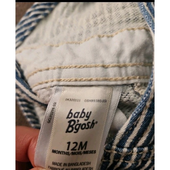 OshKosh B'Gosh Baby Hickory Stripe Shortalls Railroad Denim Overalls - Size 12 M - Picture 4 of 11